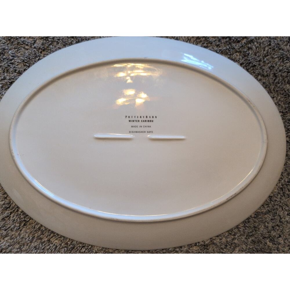 Pottery Barn Christmas Winter Caribou Holiday Oval Serving Platter 16.25″ - Picture 3 of 3